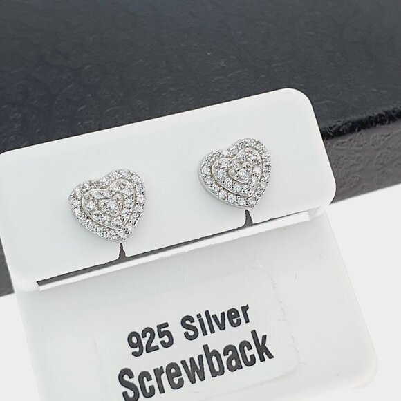 925 Sterling Silver Clear CZ Exquisite Stud Earrings  \
